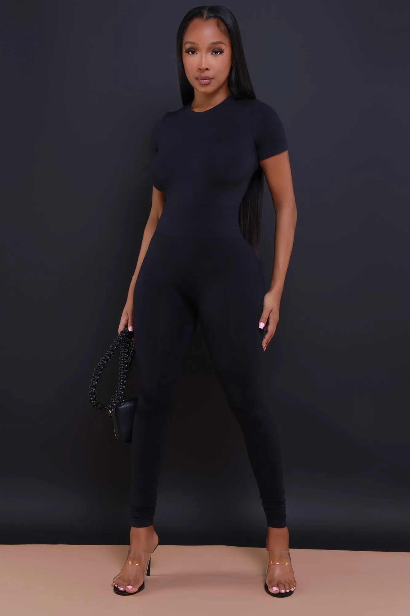 In No Time Short Sleeve Bodysuit Legging Set - Black sold by Swankaposh product image thumbnail 4
