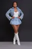 Say Sorry High Rise Cargo Denim Skort - Light Wash sold by Swankaposh