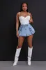 Say Sorry High Rise Cargo Denim Skort - Light Wash sold by Swankaposh