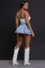 Say Sorry High Rise Cargo Denim Skort - Light Wash sold by Swankaposh