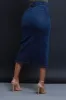 Over My Head High Rise Denim Midi Skirt - Dark Wash sold by Swankaposh