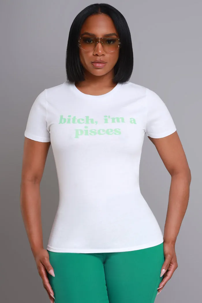 Pisces Season Graphic Print T-Shirt - White/Aqua sold by Swankaposh product image thumbnail 3