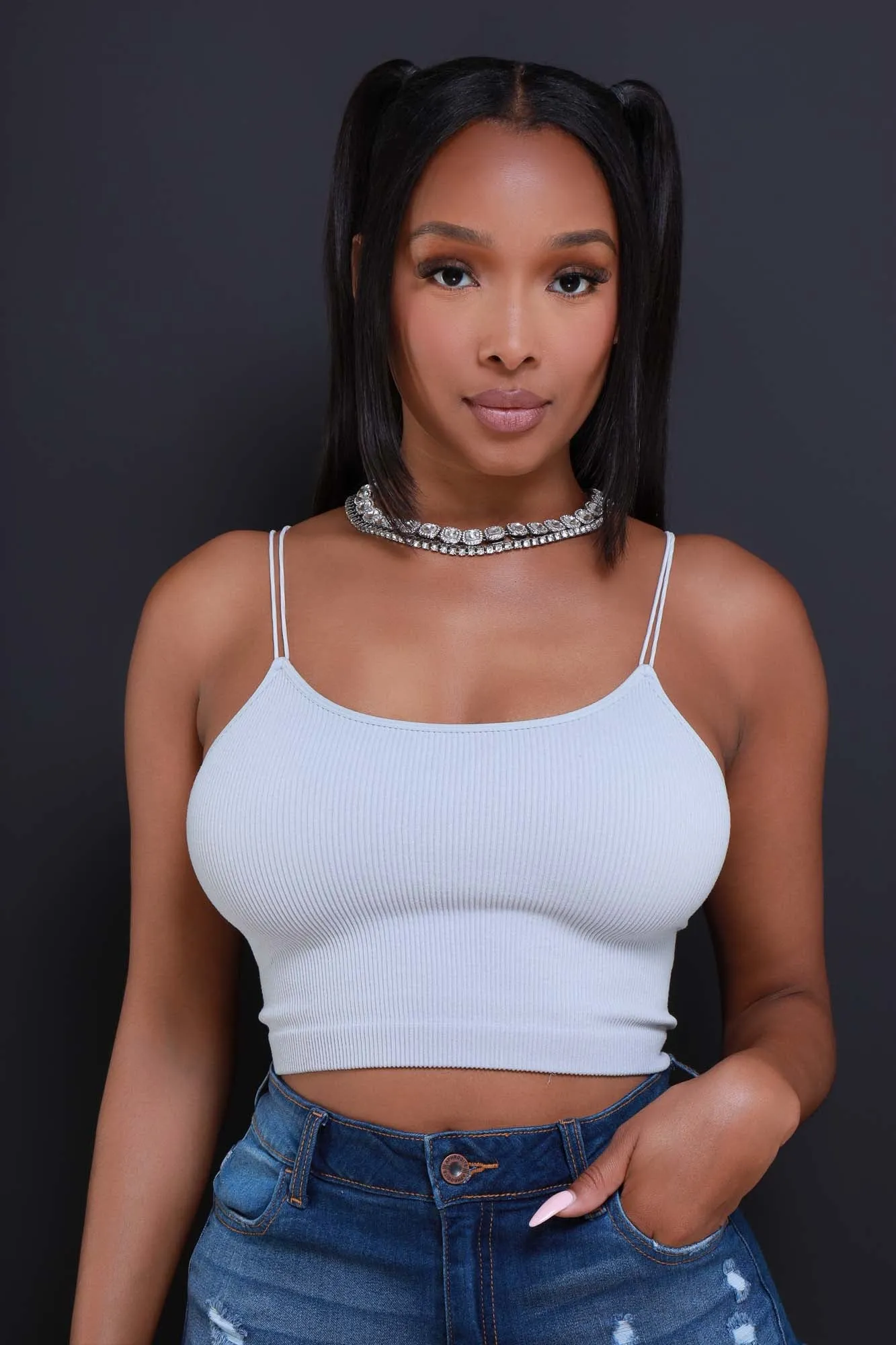 Tell No Lie Ribbed Tank Top - Dove sold by Swankaposh