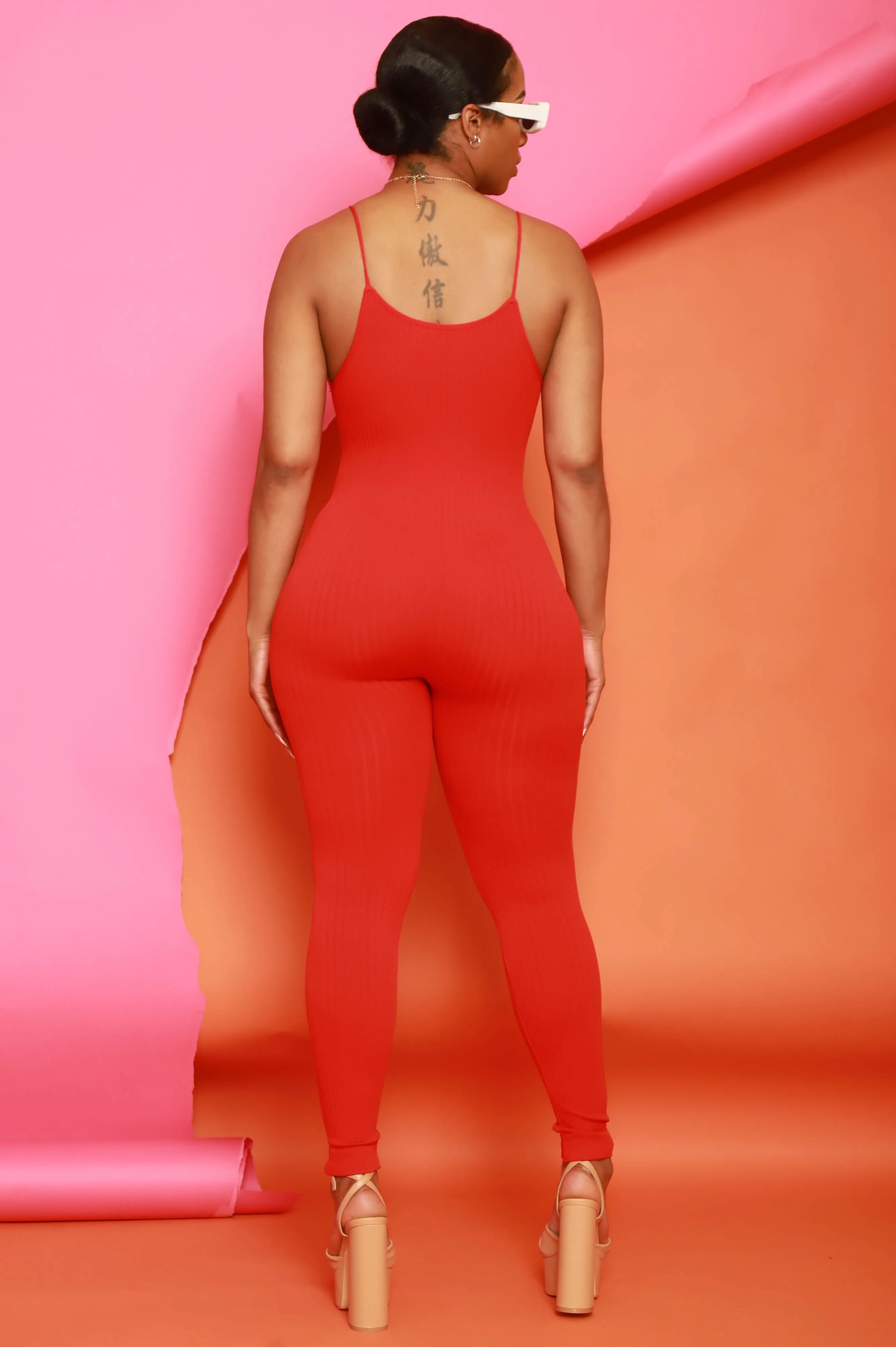 Body Heat Ribbed Seamless Jumpsuit - Red sold by Swankaposh product image thumbnail 3