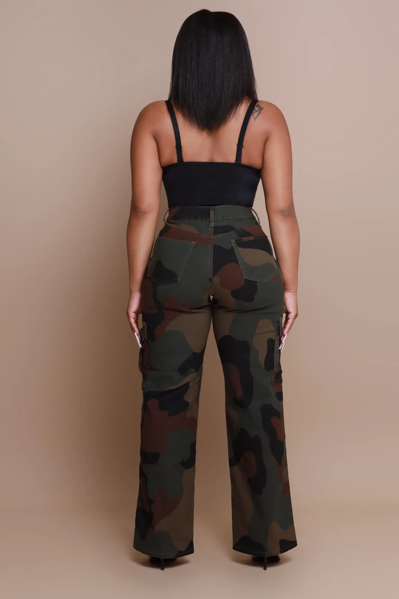 Left, Right, Left High Rise Cargo Jeans - Olive Camouflage sold by Swankaposh product image thumbnail 5