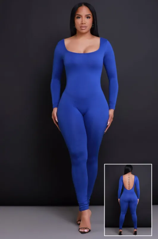 Big Reveal Open Back Jumpsuit - Royal Blue sold by Swankaposh