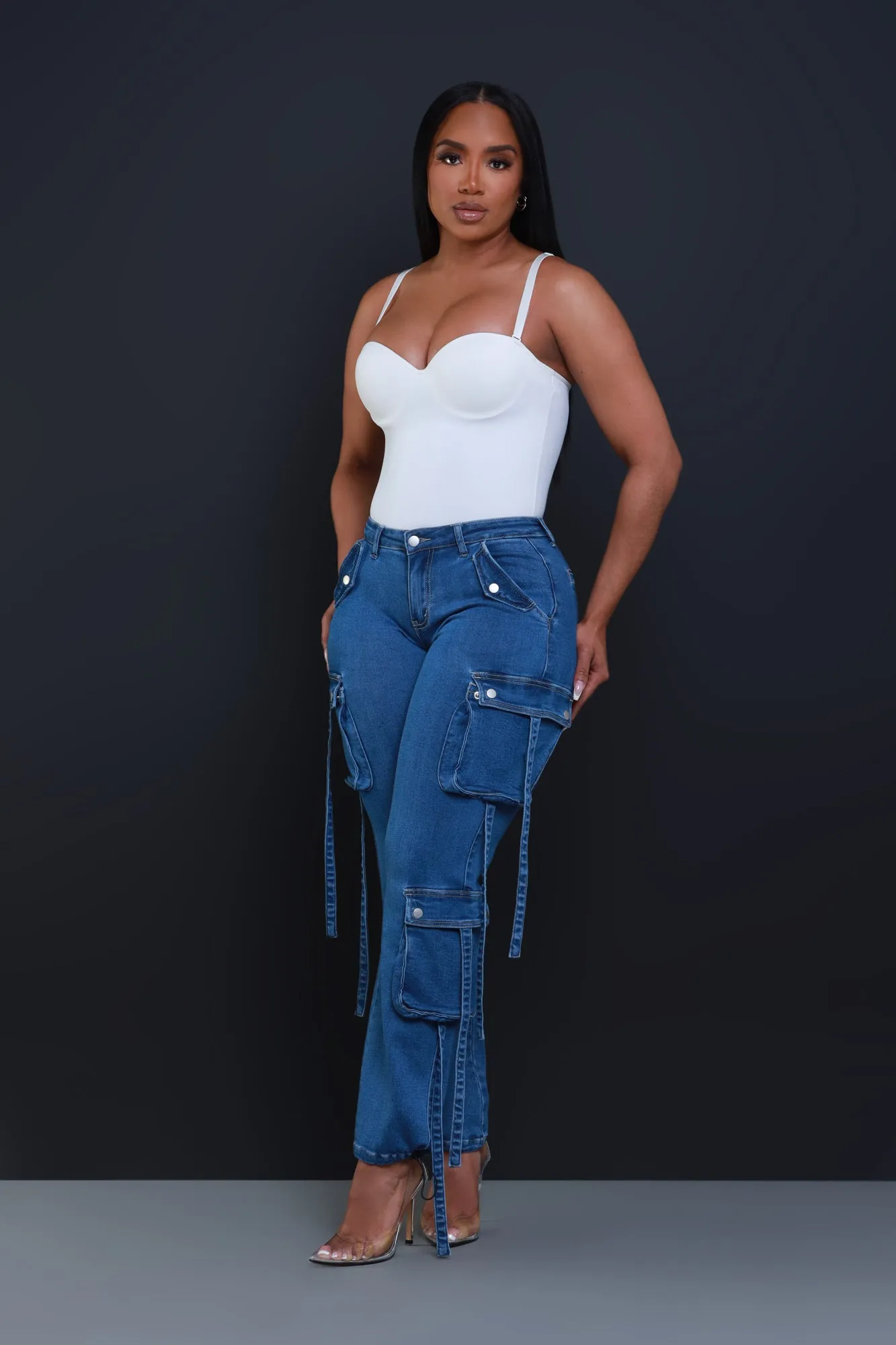 Could Be Denim Cargo Pants - Dark Wash sold by Swankaposh