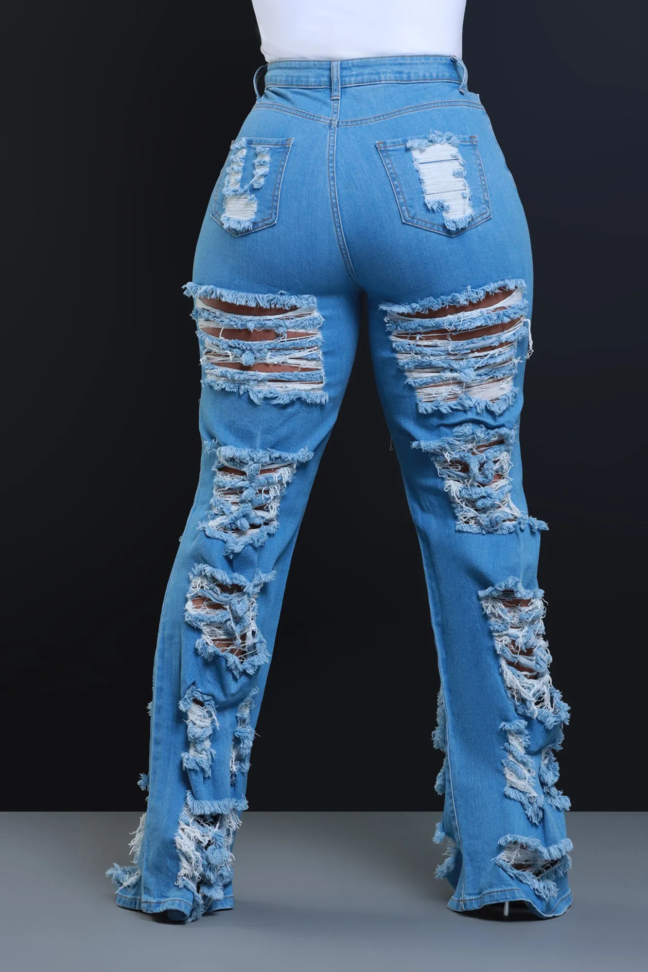 In Too Deep Ultra Distressed Bootcut Jeans - Medium Wash sold by Swankaposh product image thumbnail 2