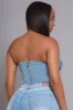 Get Your Flowers Denim Corset Top - Light Wash sold by Swankaposh