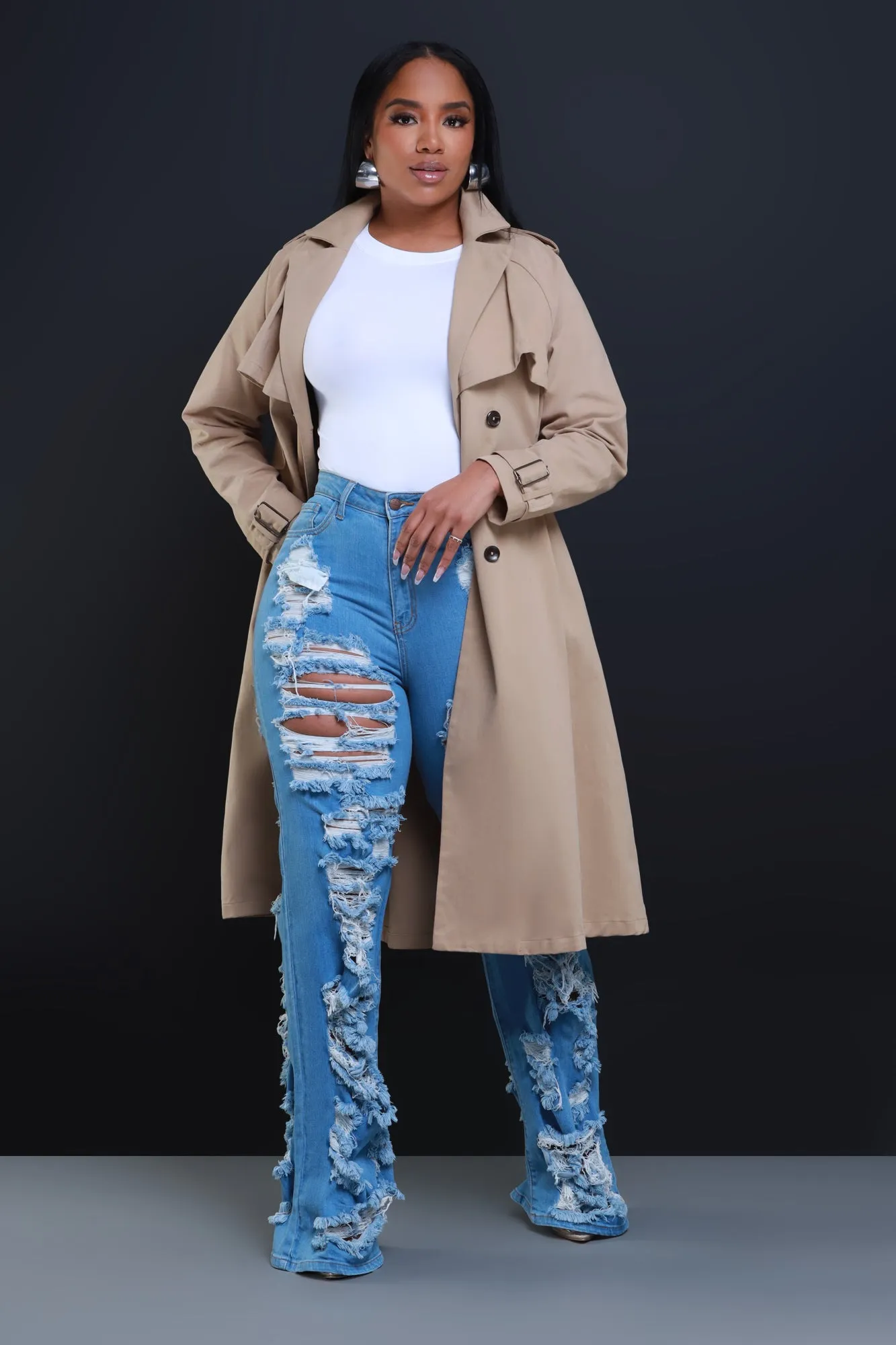 In Too Deep Ultra Distressed Bootcut Jeans - Medium Wash sold by Swankaposh product image thumbnail 5