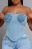 Get Your Flowers Denim Corset Top - Light Wash sold by Swankaposh