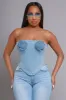 Get Your Flowers Denim Corset Top - Light Wash sold by Swankaposh
