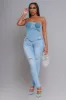 Get Your Flowers Denim Corset Top - Light Wash sold by Swankaposh