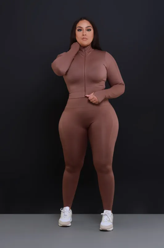 Squad Goals Cropped Legging Set - Brown sold by Swankaposh