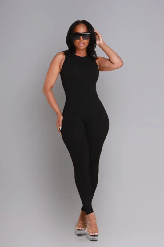 About That Snatched Cellulite Deleter Sleeveless Jumpsuit - Black sold by Swankaposh