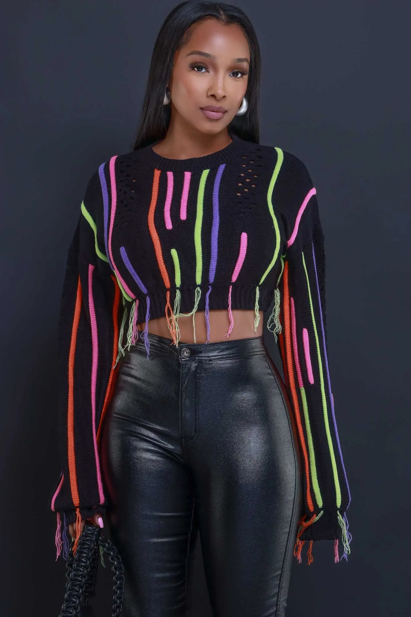 Loose Ends Knit Cropped Sweater - Black sold by Swankaposh