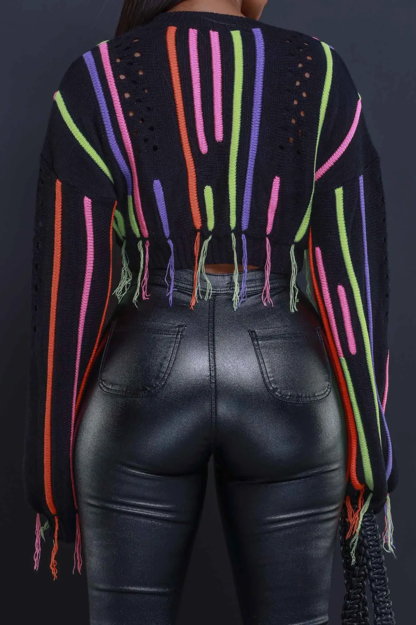 Loose Ends Knit Cropped Sweater - Black sold by Swankaposh product image thumbnail 3