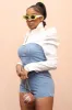 Road Map Strapless Denim Romper - Medium Wash sold by Swankaposh
