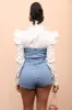 Road Map Strapless Denim Romper - Medium Wash sold by Swankaposh