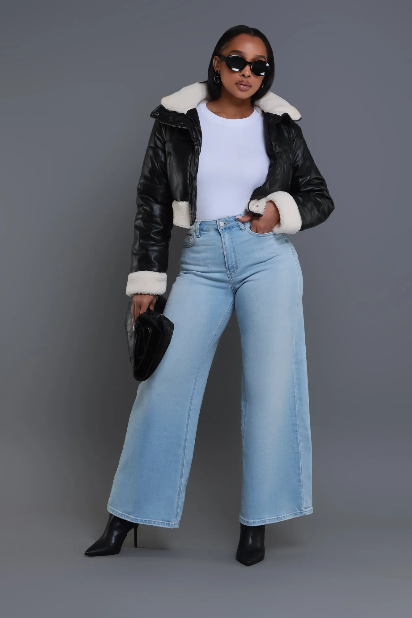 Bite Your Tongue High Rise Wide Leg Jeans - Light Wash sold by Swankaposh product image thumbnail 4