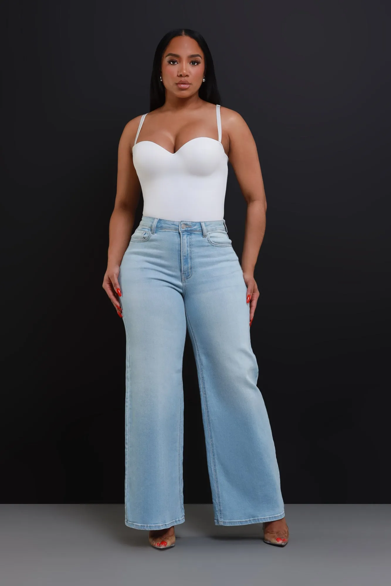 Bite Your Tongue High Rise Wide Leg Jeans - Light Wash sold by Swankaposh product image thumbnail 5