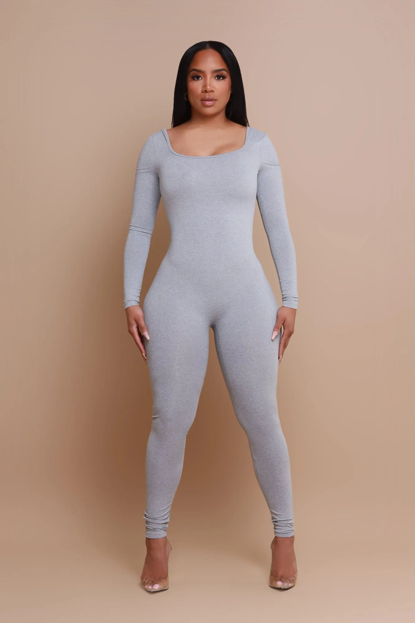 Big Reveal Open Back Jumpsuit - Heather Grey sold by Swankaposh product image thumbnail 3