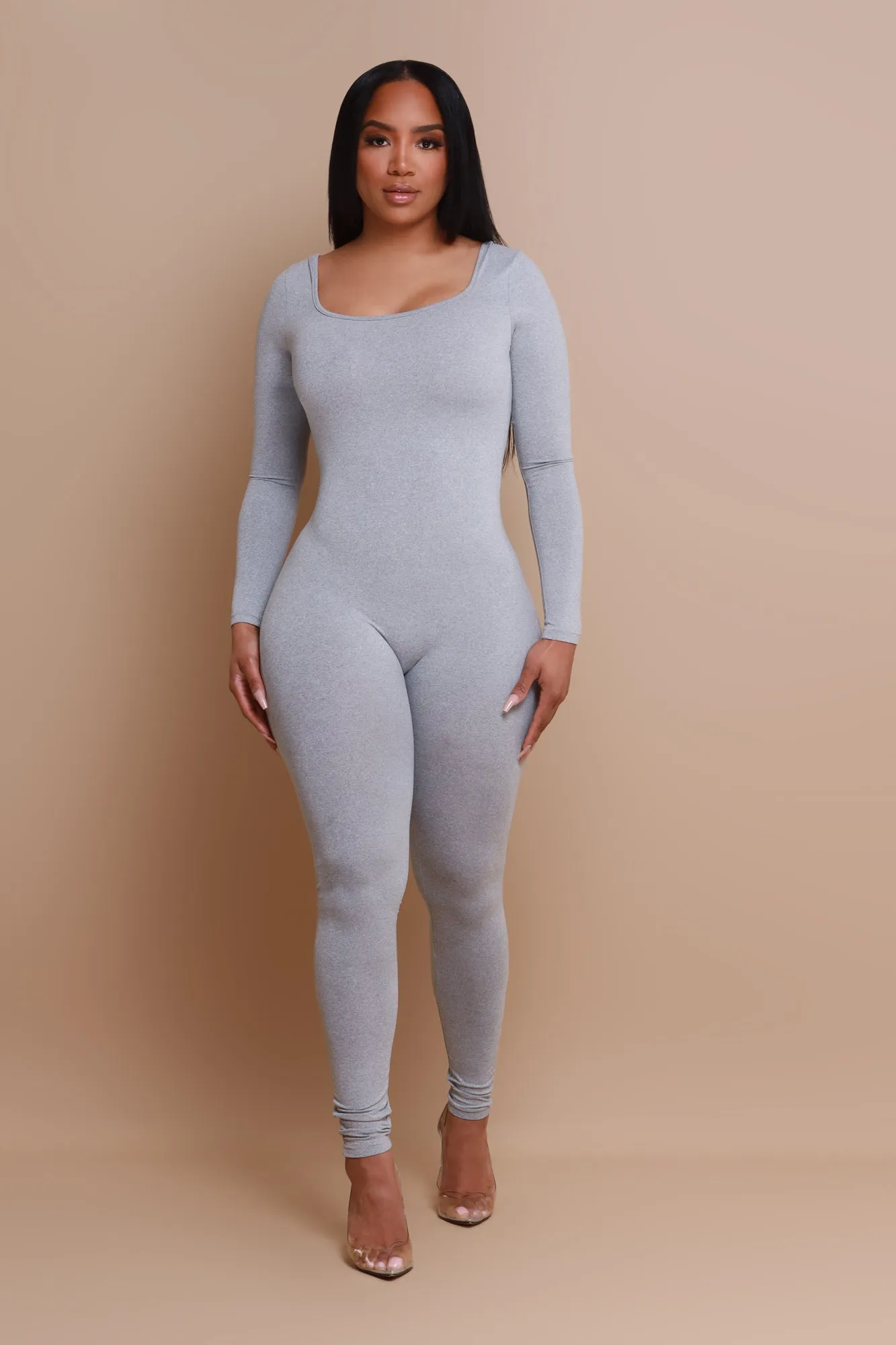 Big Reveal Open Back Jumpsuit - Heather Grey sold by Swankaposh product image thumbnail 5
