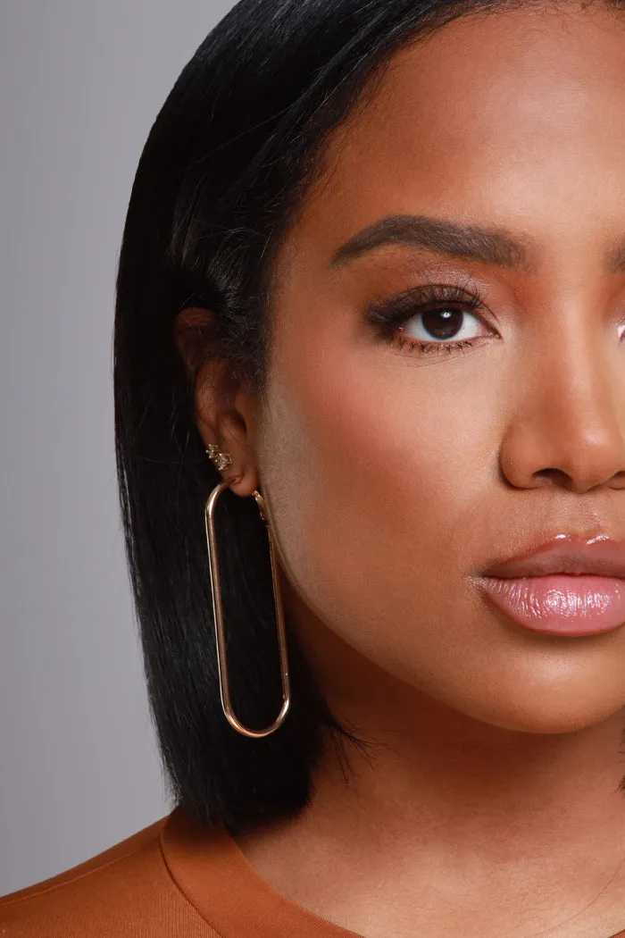 Long Haul Oval Shaped Hoop Earrings - Gold sold by Swankaposh product image thumbnail 2