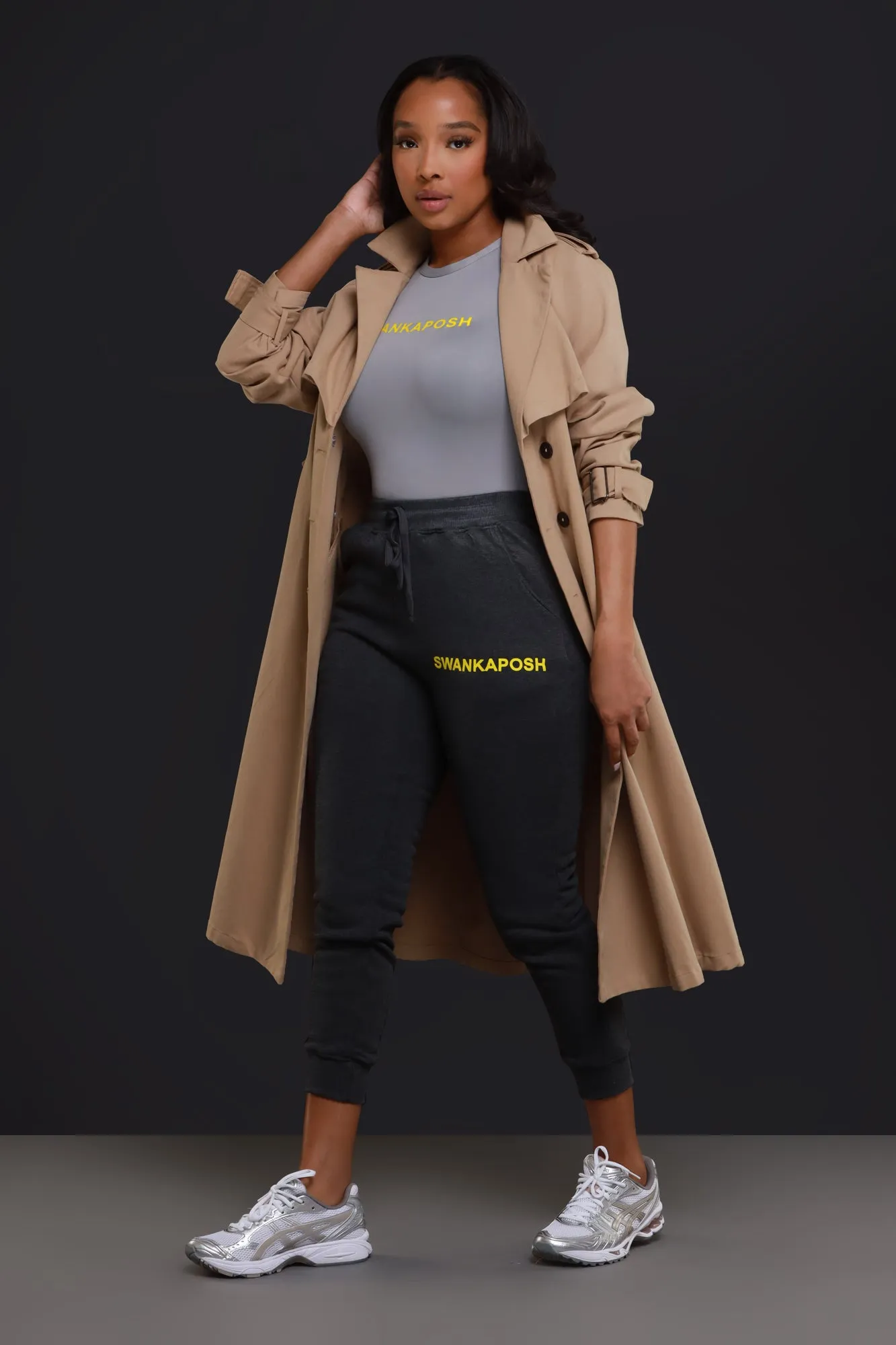 Swankaposh Logo Joggers - Charcoal Grey/Yellow sold by Swankaposh product image thumbnail 4