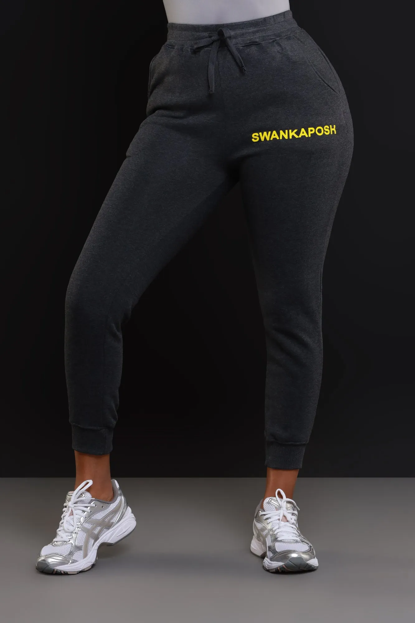 Swankaposh Logo Joggers - Charcoal Grey/Yellow sold by Swankaposh product image thumbnail 2