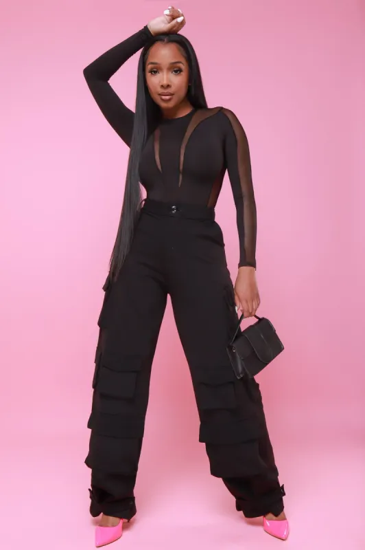 Baggy Multi Pocket Long Cargo Pants - Black sold by Swankaposh