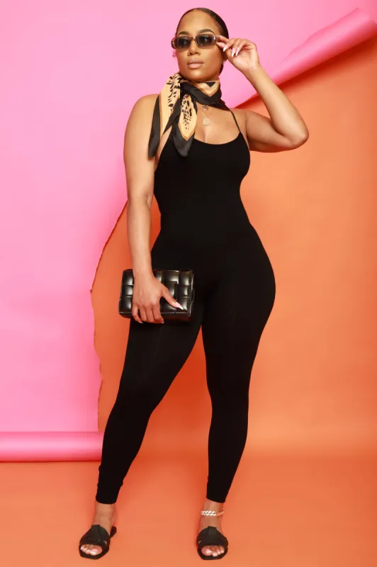 Body Heat Ribbed Seamless Jumpsuit - Black sold by Swankaposh