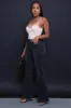First To Go High Rise Super Flare Jeans - Dark Grey Wash sold by Swankaposh