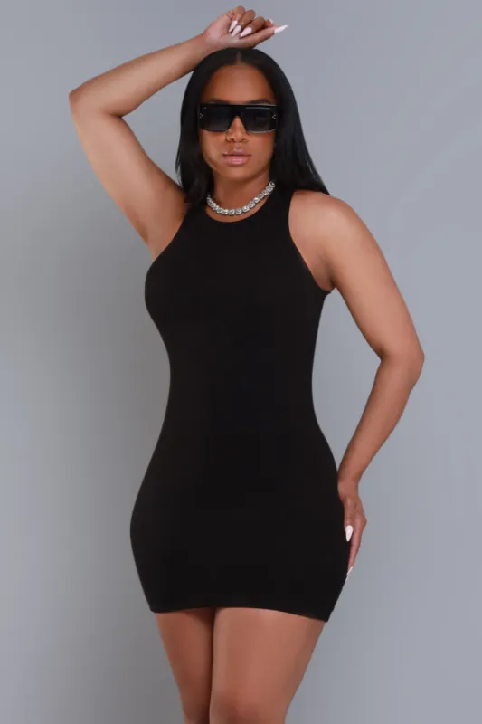 Current Mood Sleeveless Ribbed Mini Dress - Black sold by Swankaposh