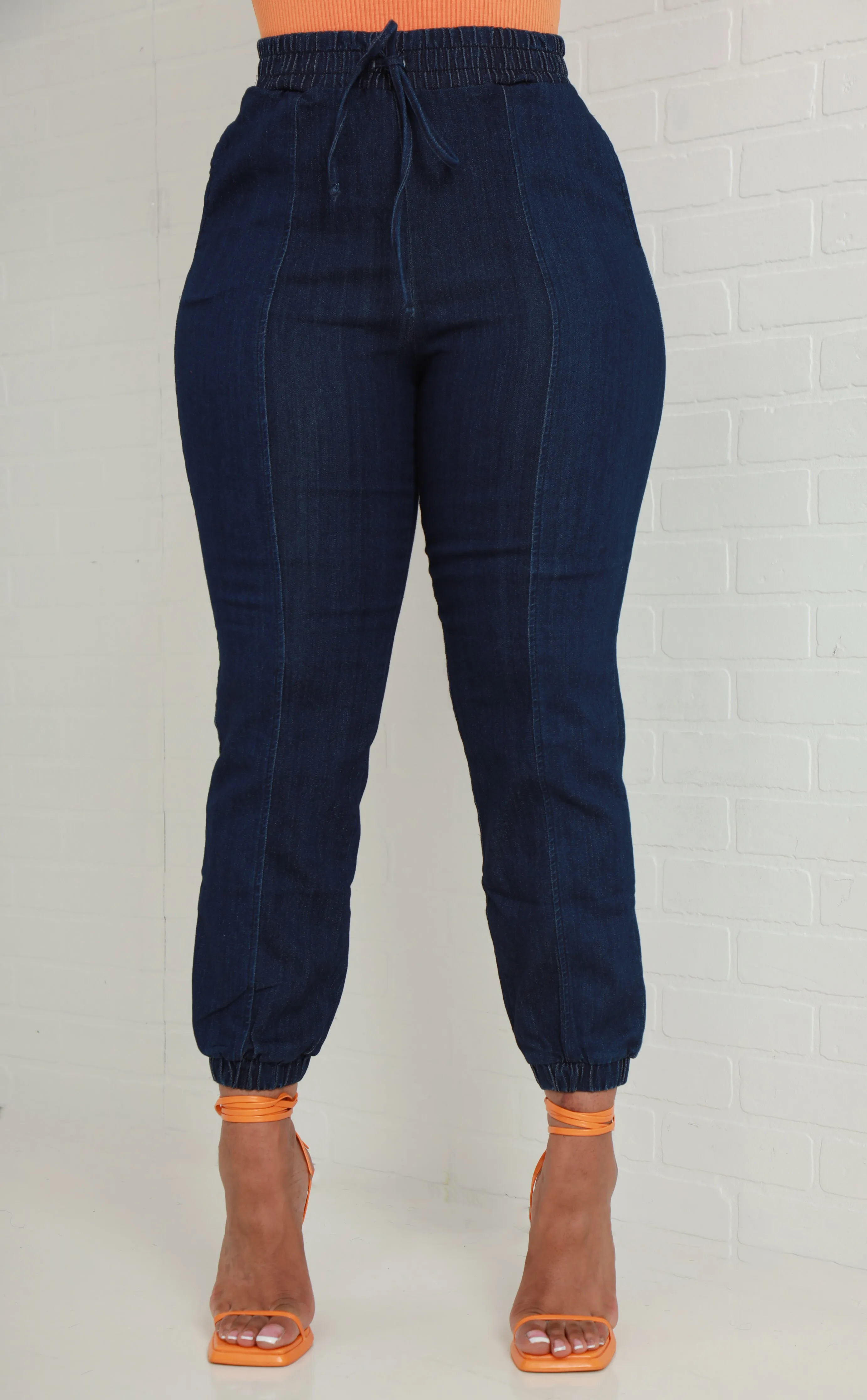 Two Seater High Rise Denim Joggers - Dark Wash sold by Swankaposh product image thumbnail 4