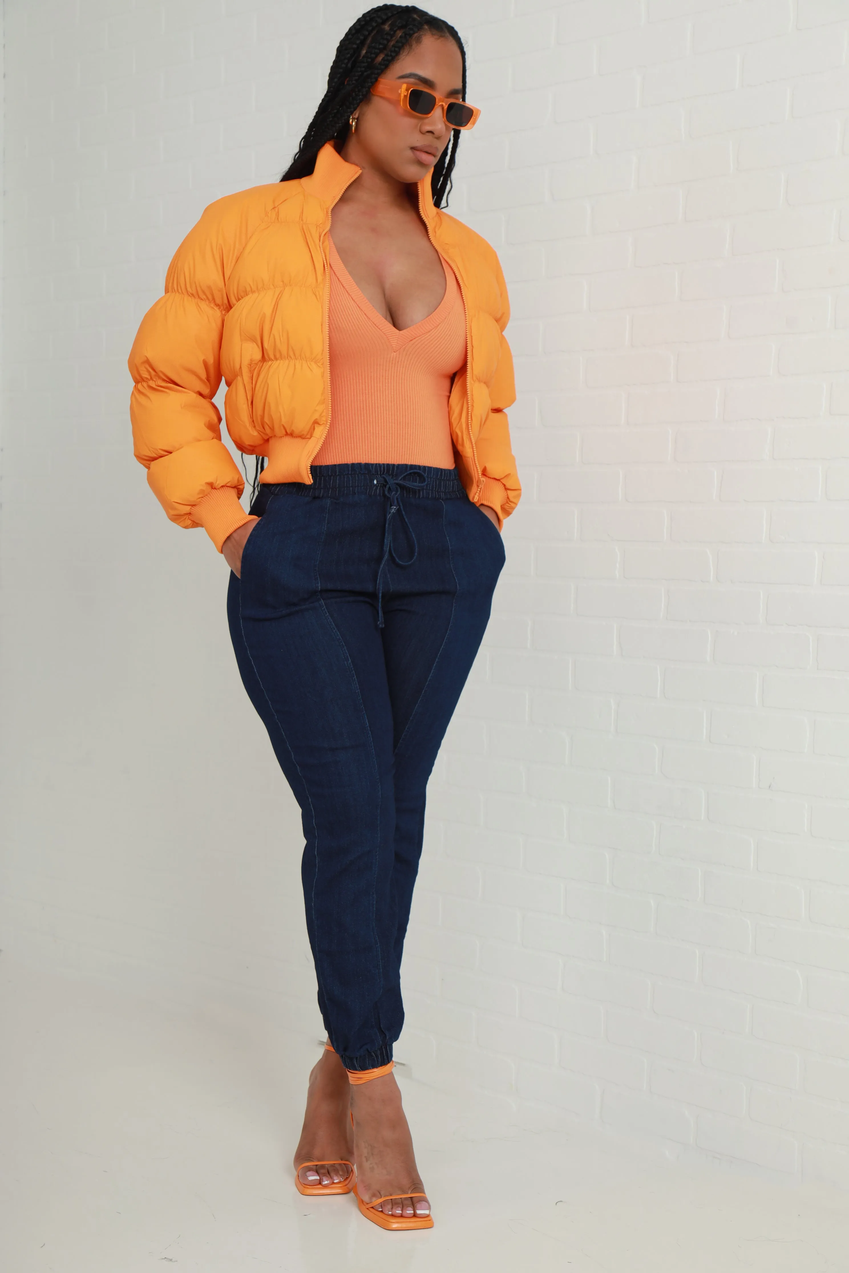 Two Seater High Rise Denim Joggers - Dark Wash sold by Swankaposh product image thumbnail 5