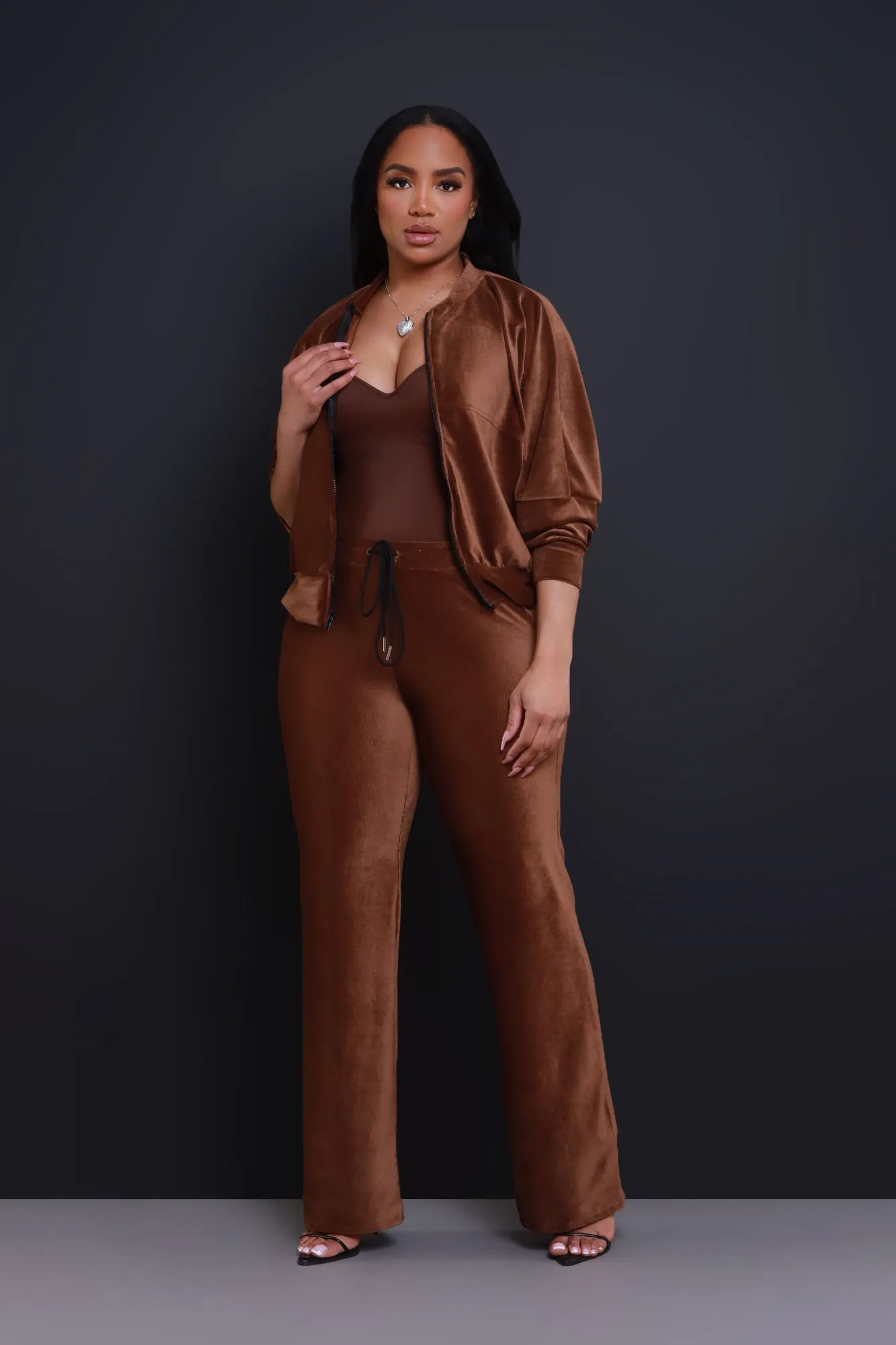 Cheat Day Corduroy Zip-Up Pants Set - Brown sold by Swankaposh product image thumbnail 2