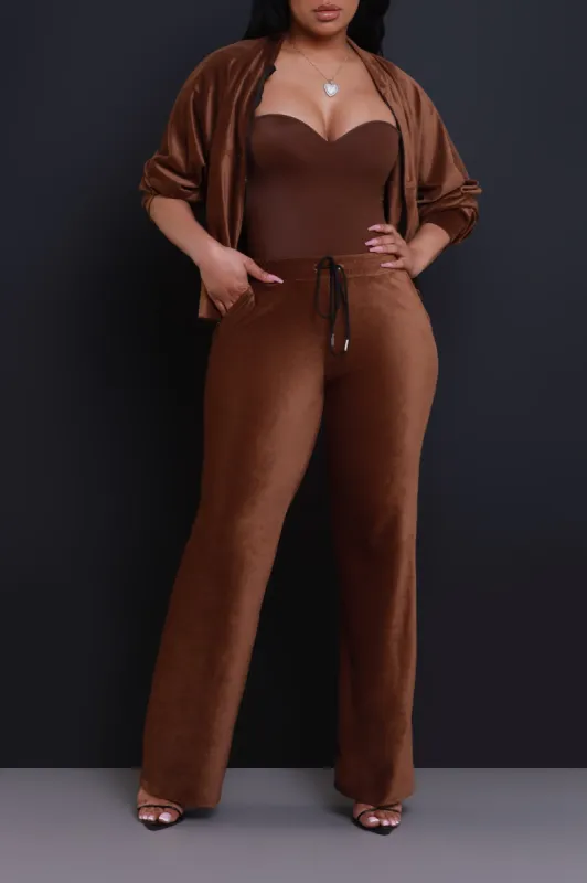 Cheat Day Corduroy Zip-Up Pants Set - Brown sold by Swankaposh