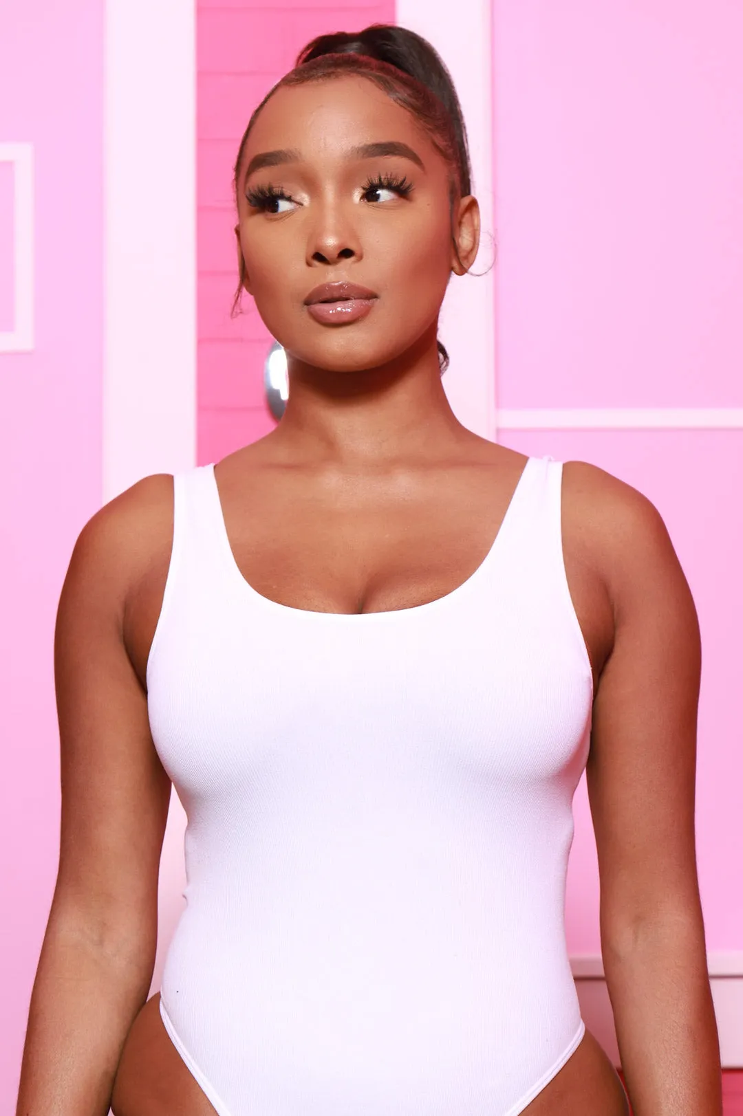 Dull Ribbed Seamless Bodysuit - White sold by Swankaposh