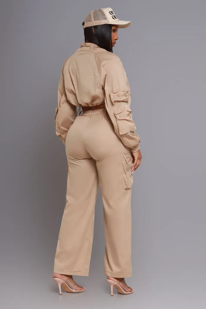 Never Understand Cropped Cargo Pants Set - Taupe sold by Swankaposh product image thumbnail 2