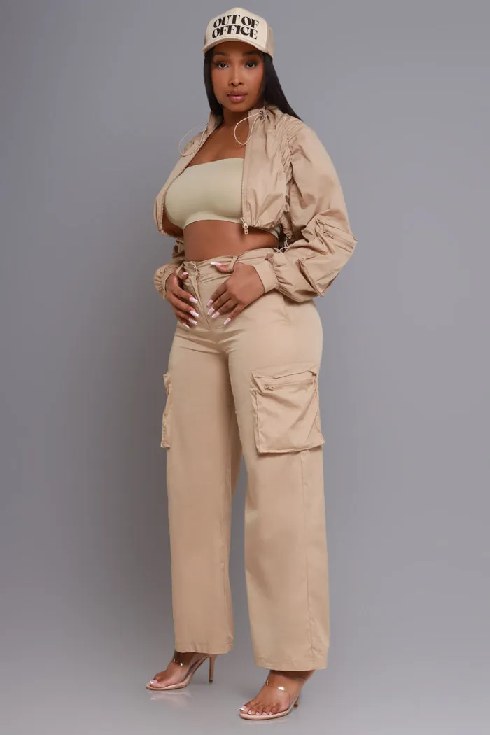 Never Understand Cropped Cargo Pants Set - Taupe sold by Swankaposh product image thumbnail 4