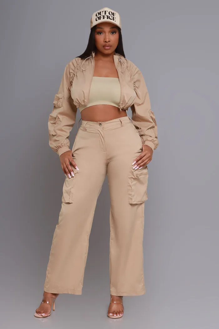 Never Understand Cropped Cargo Pants Set - Taupe sold by Swankaposh product image thumbnail 5