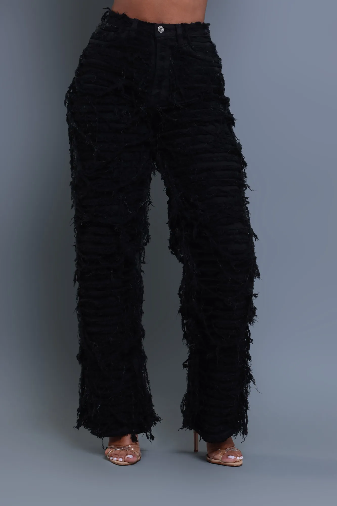 Tear It Up Ultra Distressed Wide Leg Jeans - Black sold by Swankaposh product image thumbnail 2