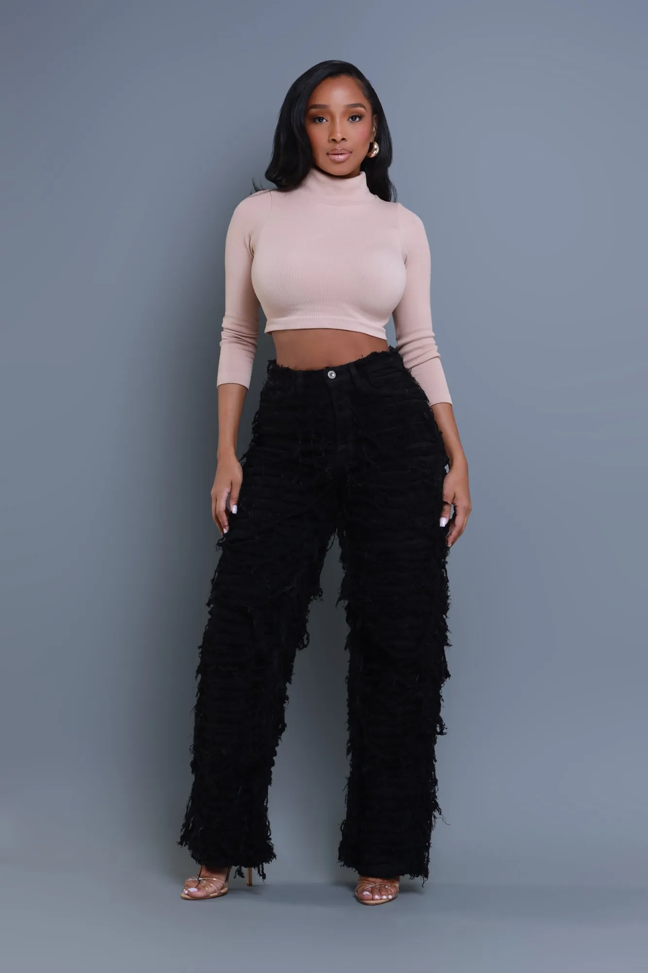 Tear It Up Ultra Distressed Wide Leg Jeans - Black sold by Swankaposh