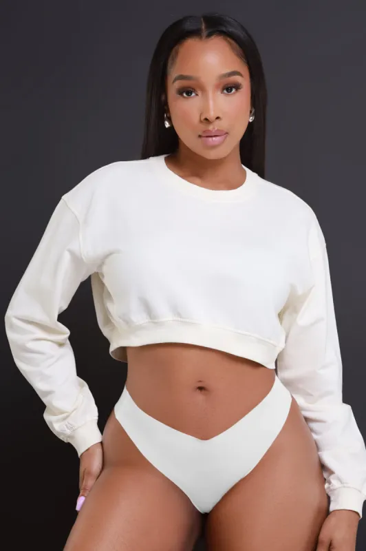 Head Rush NUW Cropped Sweatshirt - Ivory sold by Swankaposh