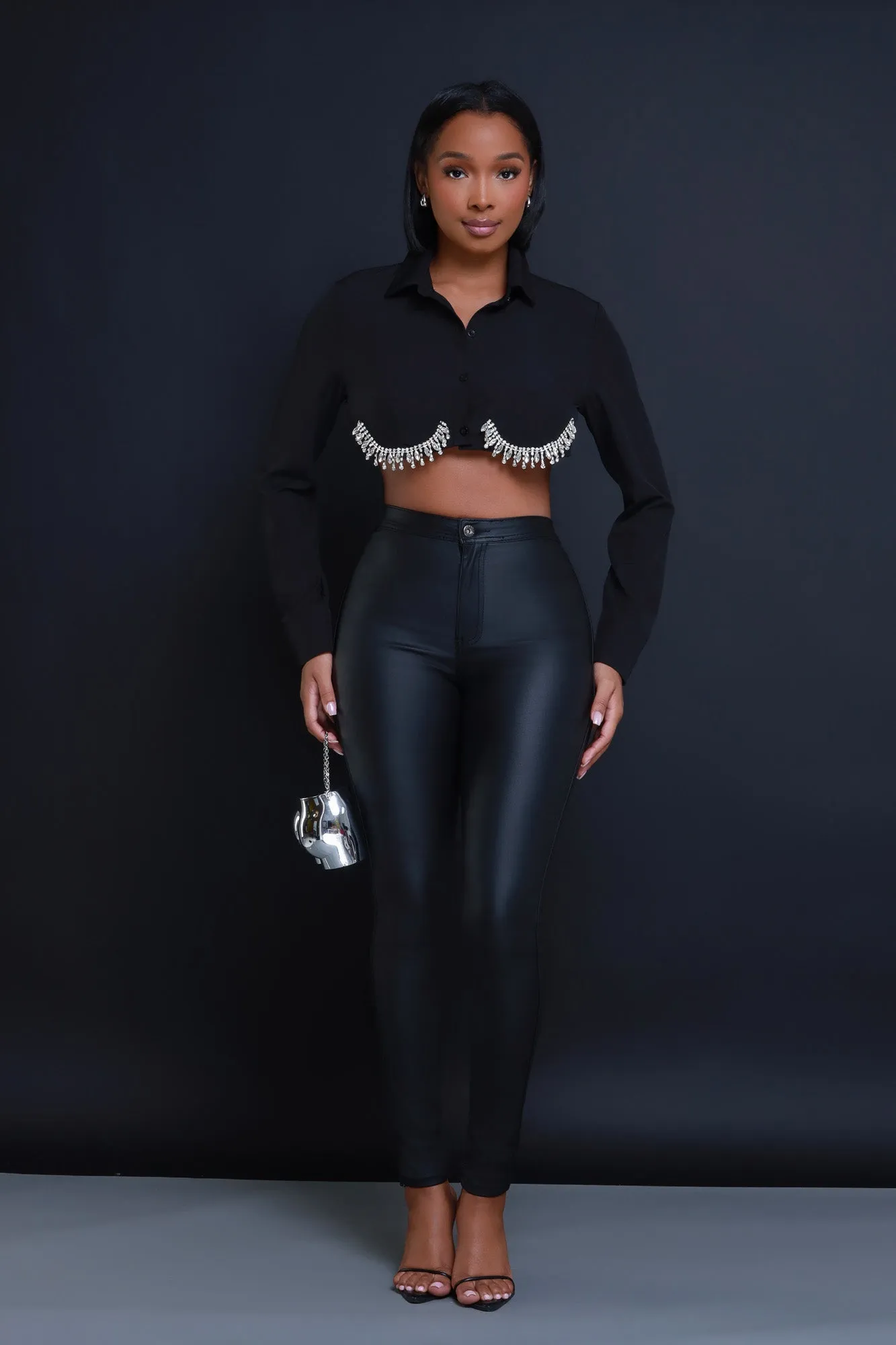 RSVP Rhinestone Embellished Crop Top - Black sold by Swankaposh product image thumbnail 2