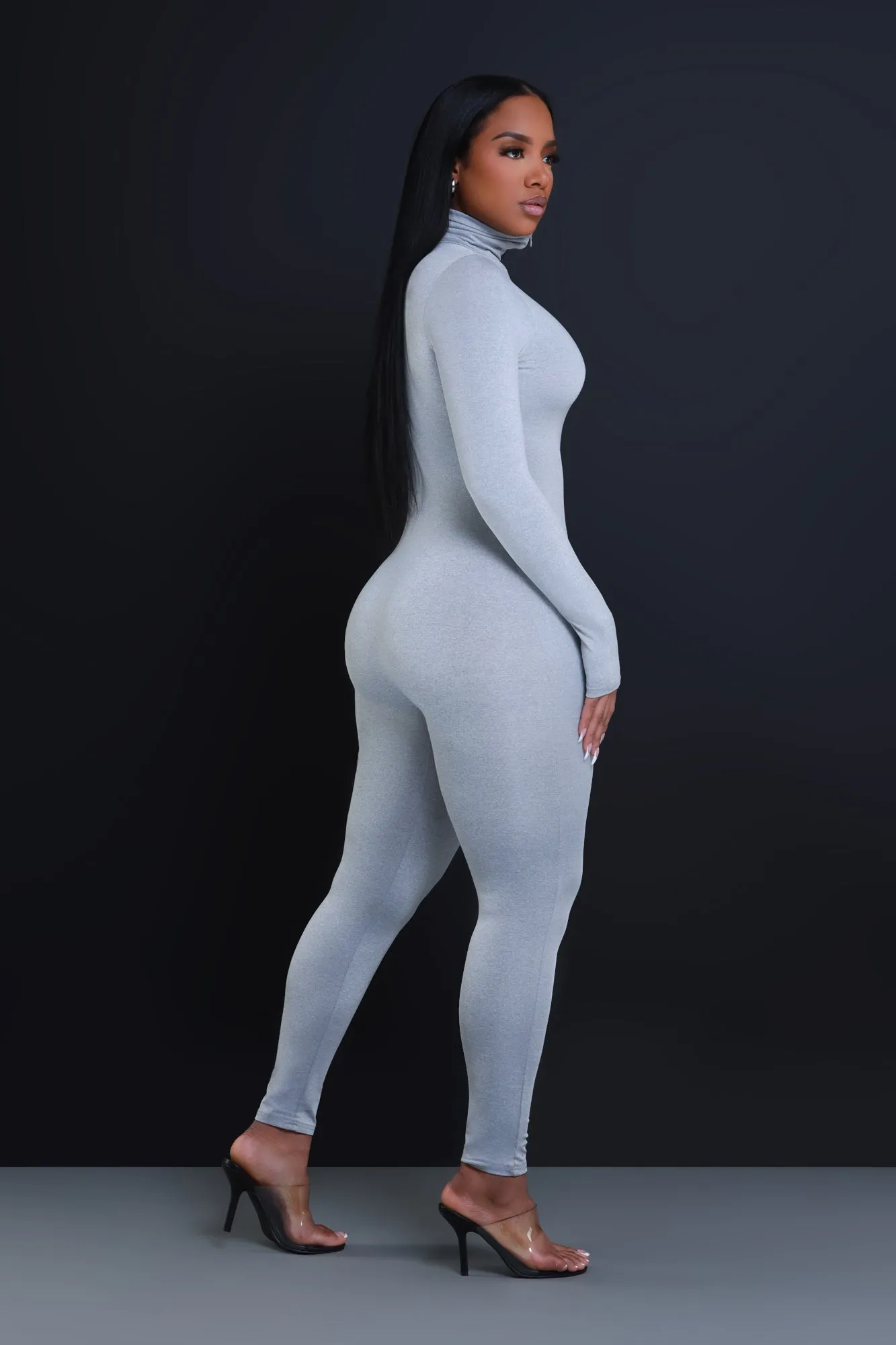 High Class Mock Neck Jumpsuit - Heather Grey sold by Swankaposh product image thumbnail 5
