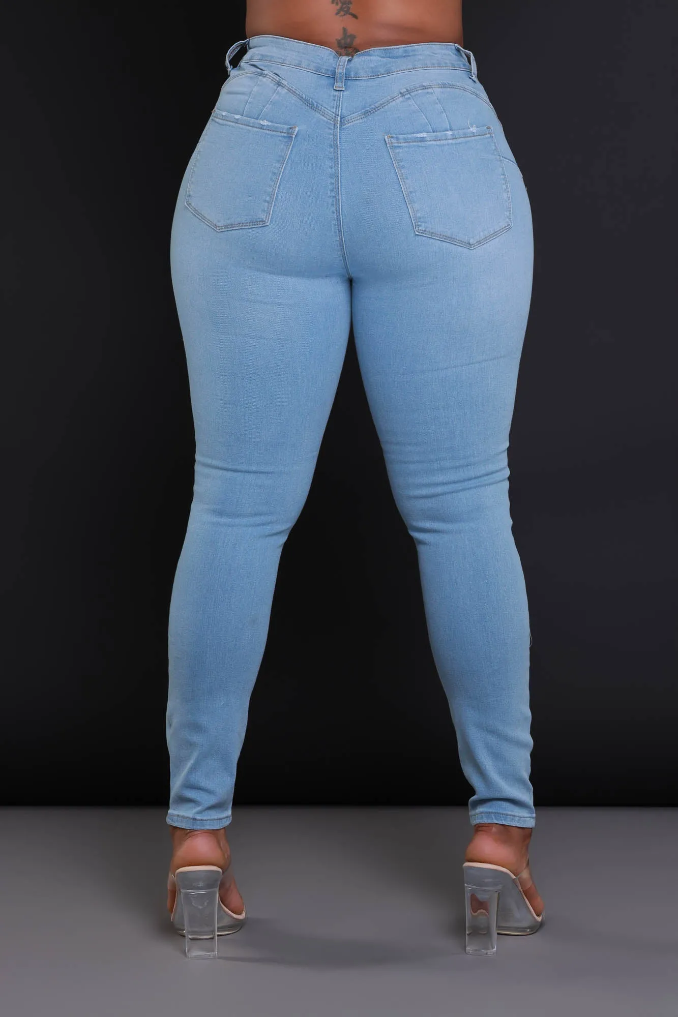 Heads Or Tails Hourglass Distressed Stretchy Jeans - Light Wash sold by Swankaposh product image thumbnail 3