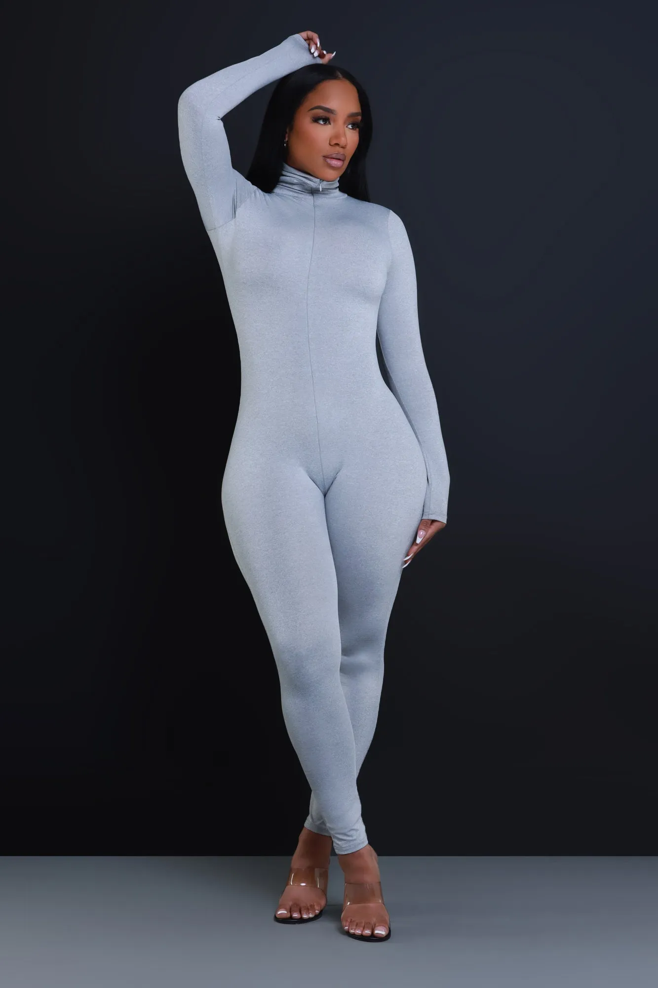 High Class Mock Neck Jumpsuit - Heather Grey sold by Swankaposh product image thumbnail 2