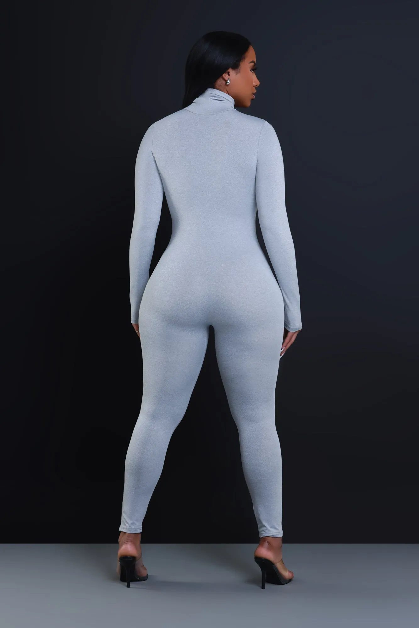 High Class Mock Neck Jumpsuit - Heather Grey sold by Swankaposh product image thumbnail 3